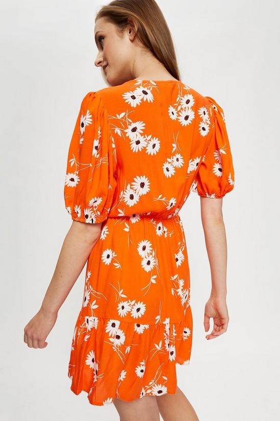 Dorothy Perkins Bright Orange Floral Wrap Mini  Dress 3