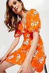 Dorothy Perkins Bright Orange Floral Wrap Mini  Dress thumbnail 4
