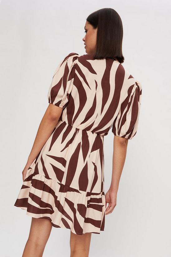 Dorothy Perkins Brown Large Zebra Wrap Mini Dress 3