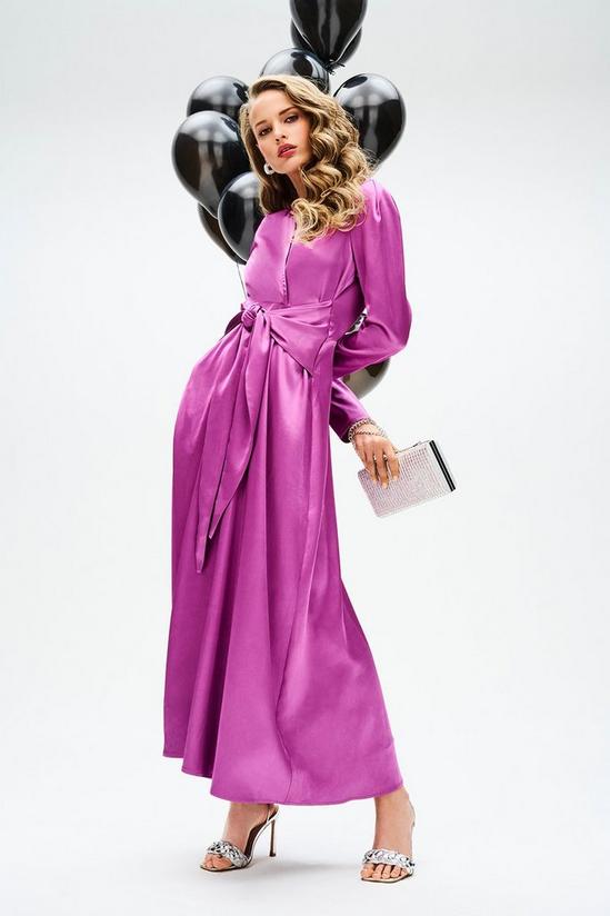Dorothy Perkins Purple Knot Front Satin Midi Dress 1