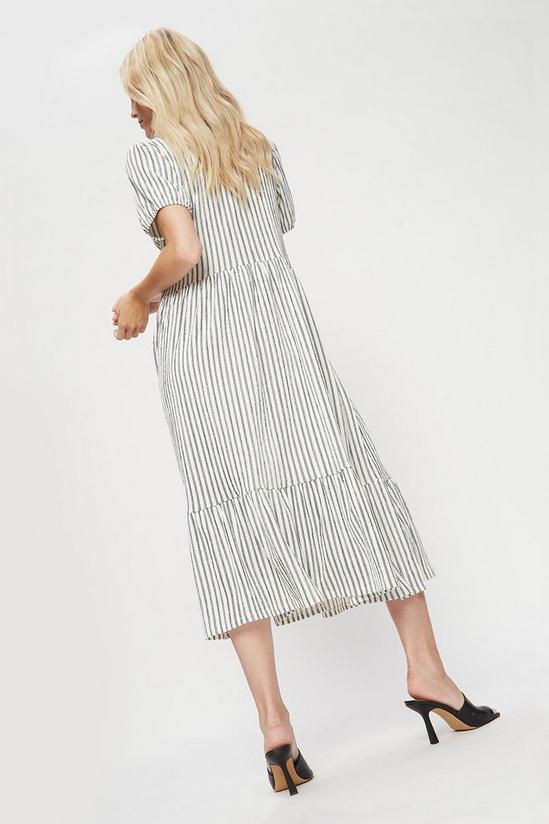 Dorothy Perkins Ivory Stripe Textured Wrap Midi Dress 3