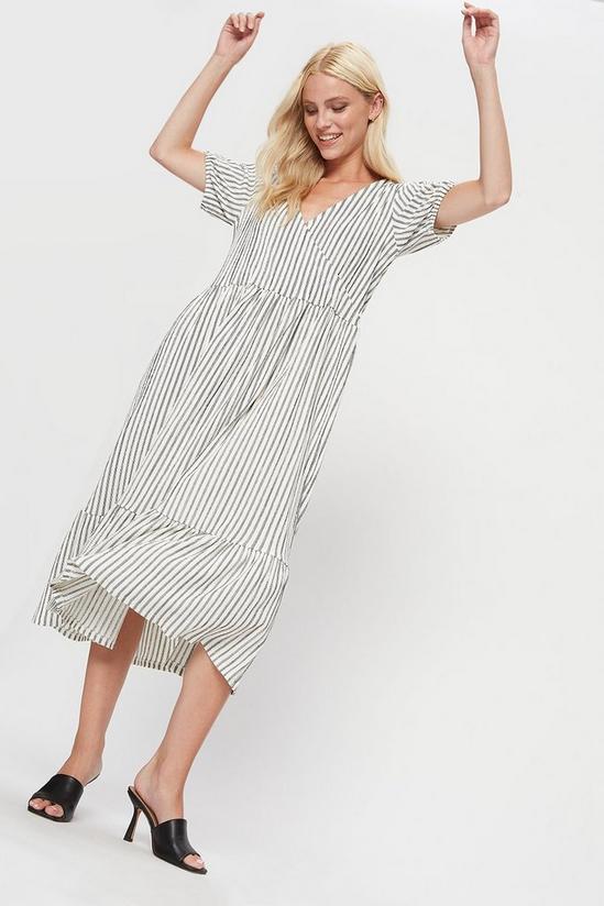 Dorothy Perkins Ivory Stripe Textured Wrap Midi Dress 4