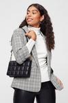 Dorothy Perkins Petite Grey and Blue Check Ruched Sleeve Blazer thumbnail 1