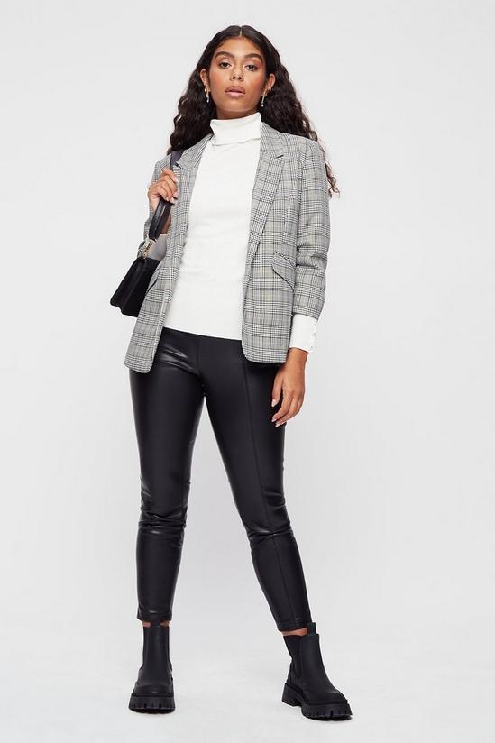 Dorothy Perkins Petite Grey and Blue Check Ruched Sleeve Blazer 2