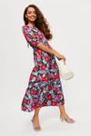 Dorothy Perkins Petite Floral Round Neck 3Q Sleeve Midi Dress thumbnail 1