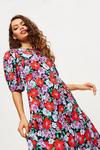 Dorothy Perkins Petite Floral Round Neck 3Q Sleeve Midi Dress thumbnail 2