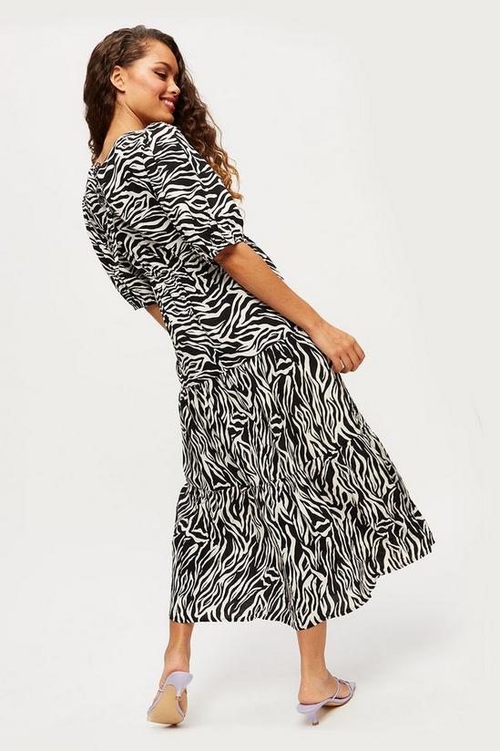 Dorothy Perkins Petite Zebra Round Neck 3Q Sleeve Midi Dress 3