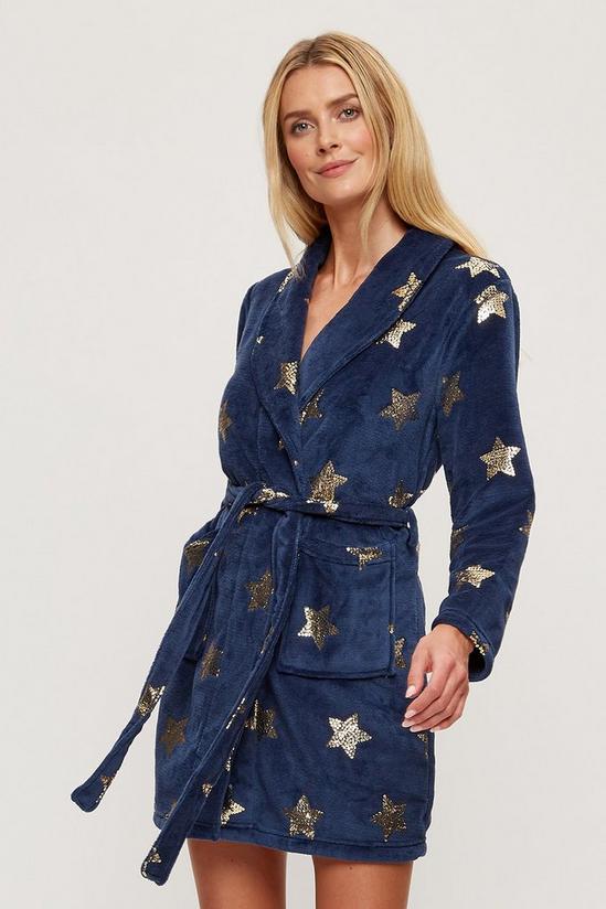 Dorothy Perkins Navy Short Robe With Gold Sequin Star 1