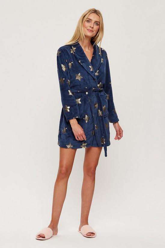 Dorothy Perkins Navy Short Robe With Gold Sequin Star 2