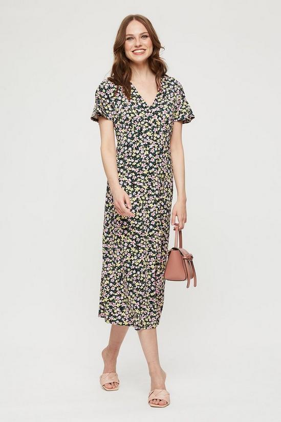Dorothy Perkins Pink Floral Empire Button Midi Dress 2