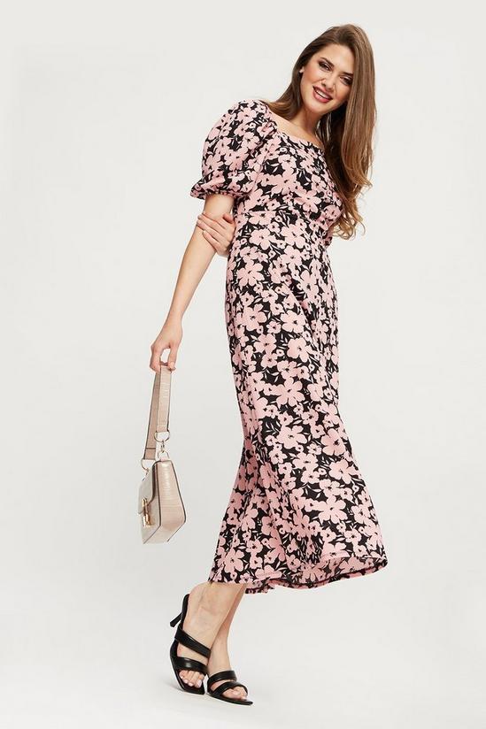 Dorothy Perkins Tall Pink Floral Square Neck Midi Dress 2