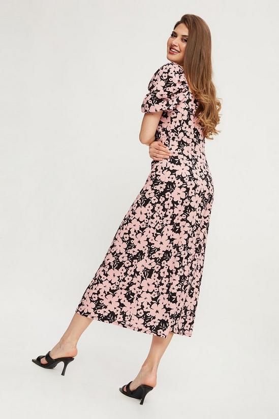 Dorothy Perkins Tall Pink Floral Square Neck Midi Dress 3