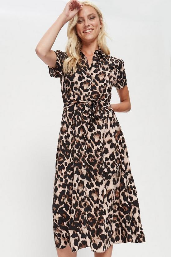 Dorothy Perkins Leopard Print Tie Waist Shirt Dress 2