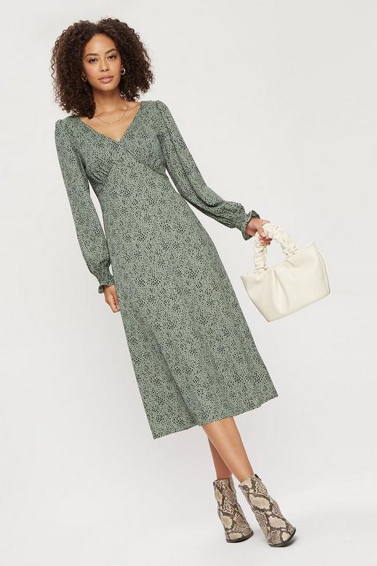 Dorothy Perkins Khaki Nonprint Empire Seam Crinkle Midi Dress 2