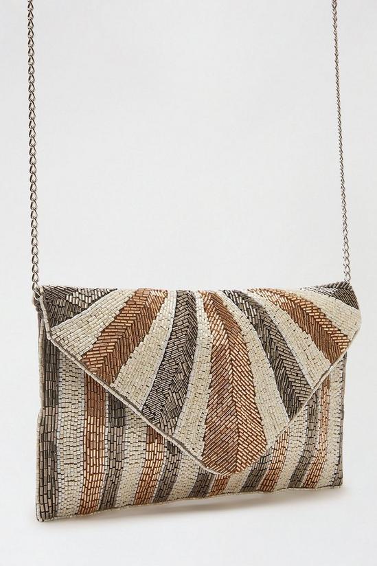 Dorothy Perkins Stripe Beaded Clutch Bag 3