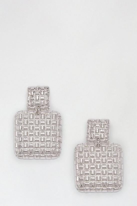 Dorothy Perkins Silver Textured Square Drop Earrings 1