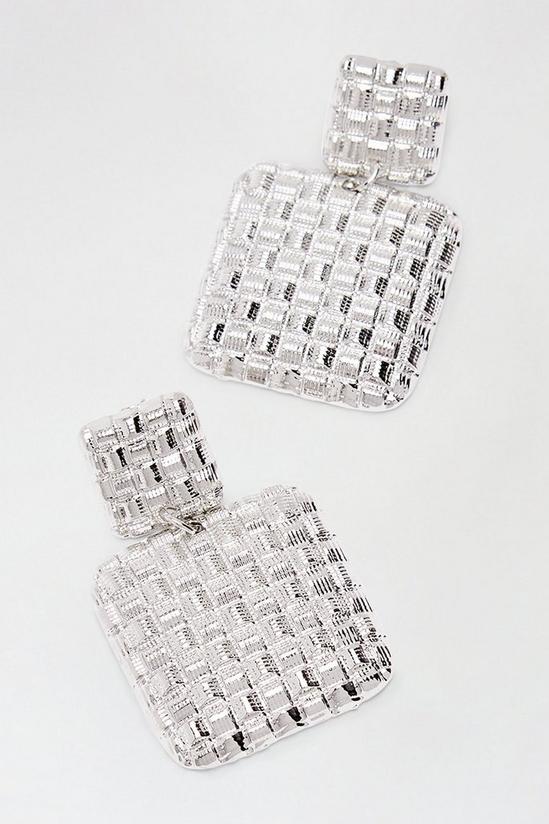 Dorothy Perkins Silver Textured Square Drop Earrings 2