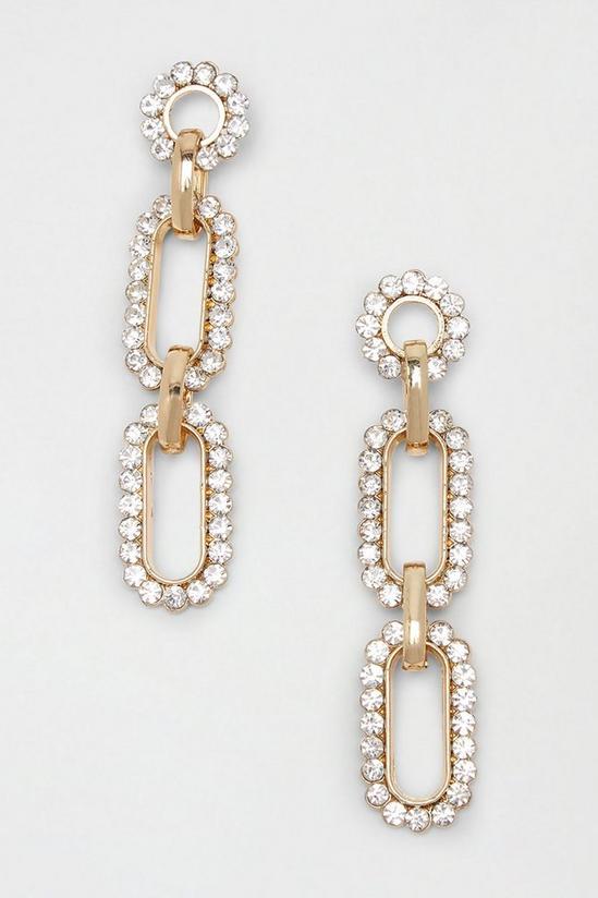 Dorothy Perkins Gold Diamante Chain Link Drop Earrings 1