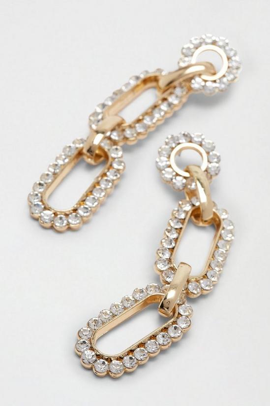 Dorothy Perkins Gold Diamante Chain Link Drop Earrings 2