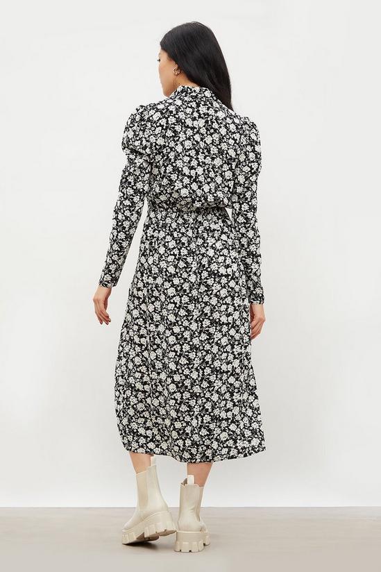 Dorothy Perkins Faith Mono Floral Collar Midi Dress 3