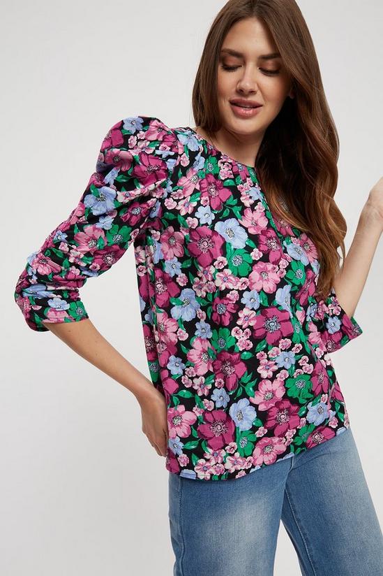 Dorothy Perkins Tall Purple Floral 3/4 Puff Sleeve Top 4