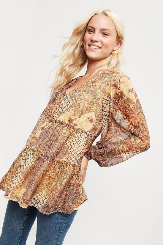 Dorothy Perkins Patchwork Paisley Stripe Tiered Top 4