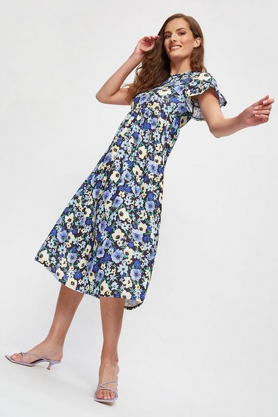 Dorothy Perkins Yellow and Blue Floral Smock Midi Dress 2