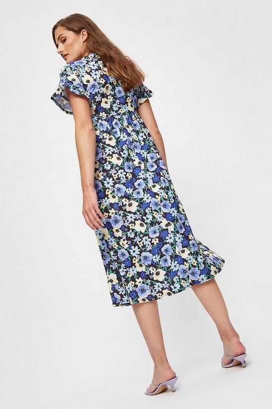 Dorothy Perkins Yellow and Blue Floral Smock Midi Dress 3