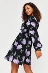 Dorothy Perkins Purple Floral Print Shirred Waist Mini Dress thumbnail 3