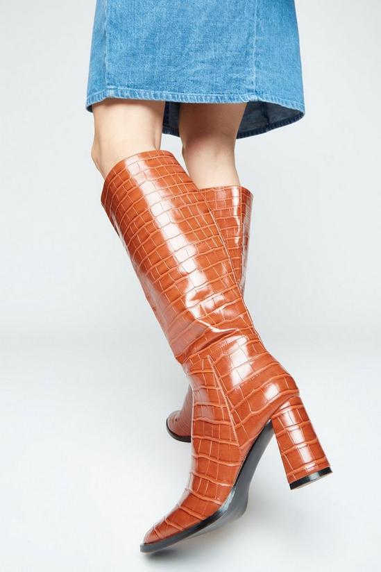 Dorothy Perkins Kaylee Croc Detail Knee Boots 3