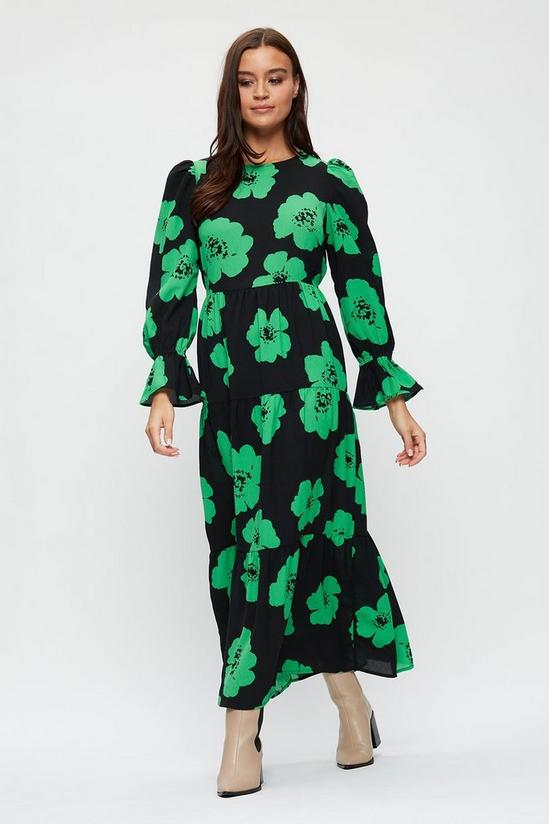 Dorothy Perkins Green Floral Tie Back Midi Dress 2