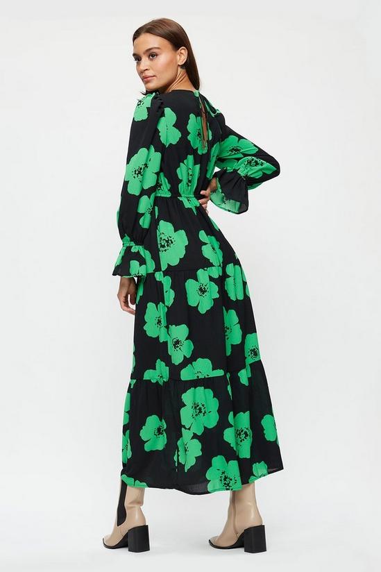 Dorothy Perkins Green Floral Tie Back Midi Dress 3