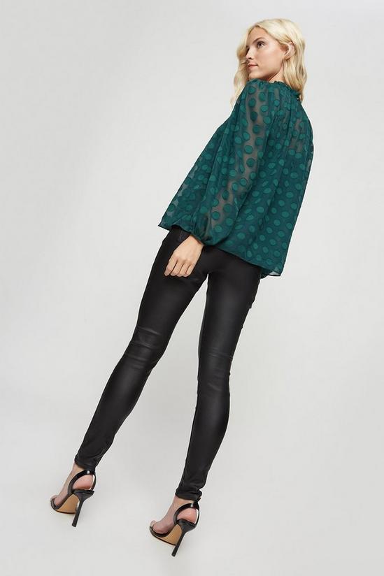 Dorothy Perkins Green Burnt Out Spot Volume Sleeve Top 3
