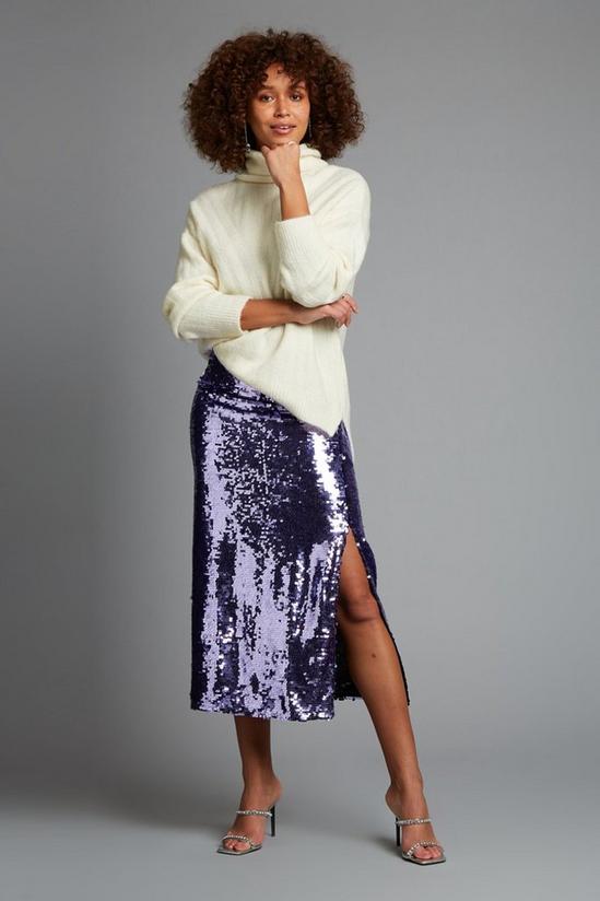 Dorothy Perkins Purple Sequin Midi Skirt 3