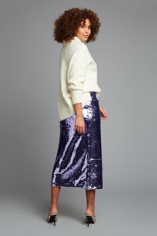 Dorothy Perkins Purple Sequin Midi Skirt 4