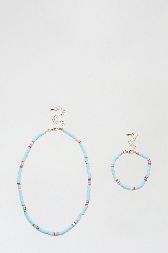 Dorothy Perkins Aqua Beaded Necklace And Bracelet Set 1
