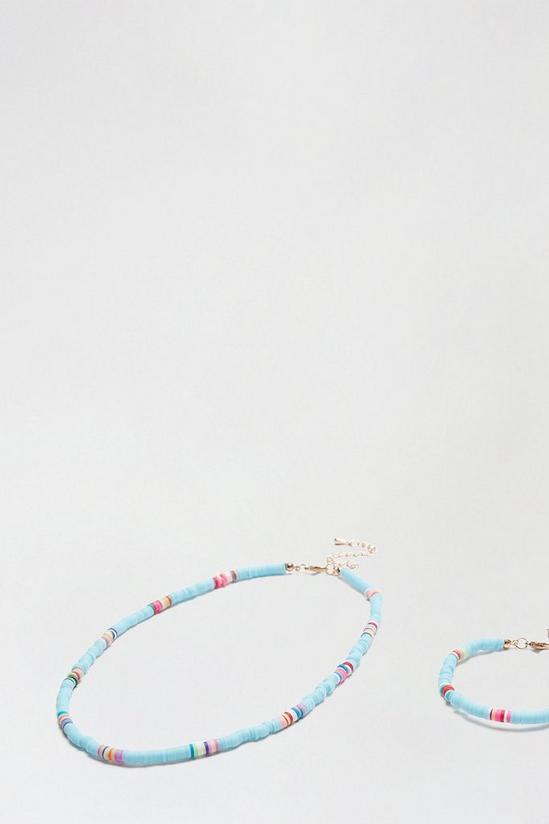 Dorothy Perkins Aqua Beaded Necklace And Bracelet Set 2