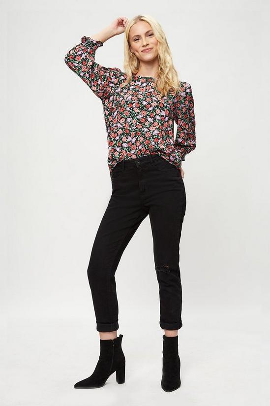 Dorothy Perkins Red Floral Shirred Cuff Top 2