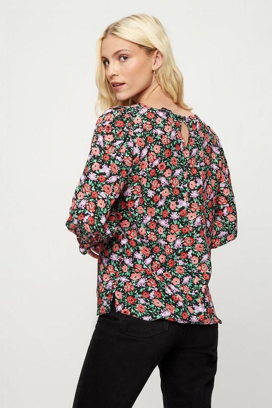 Dorothy Perkins Red Floral Shirred Cuff Top 3