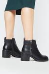 Dorothy Perkins Leather Olive Side Zip Heeled Ankle Boots thumbnail 4