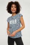 Dorothy Perkins Wild Blue Leopard T Shirt With Cotton thumbnail 1