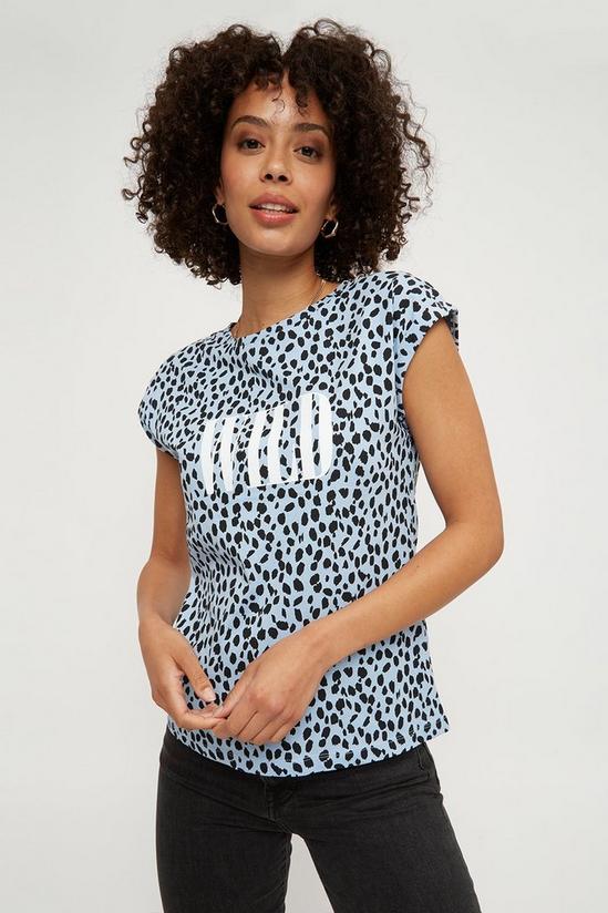 Dorothy Perkins Wild Blue Leopard T Shirt With Cotton 1