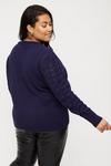Dorothy Perkins Curve Navy Textured Sleeve Knitted Jumper thumbnail 3