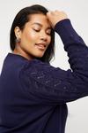 Dorothy Perkins Curve Navy Textured Sleeve Knitted Jumper thumbnail 4