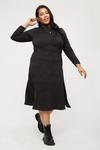 Dorothy Perkins Curve Black Brushed Midi Dress thumbnail 1