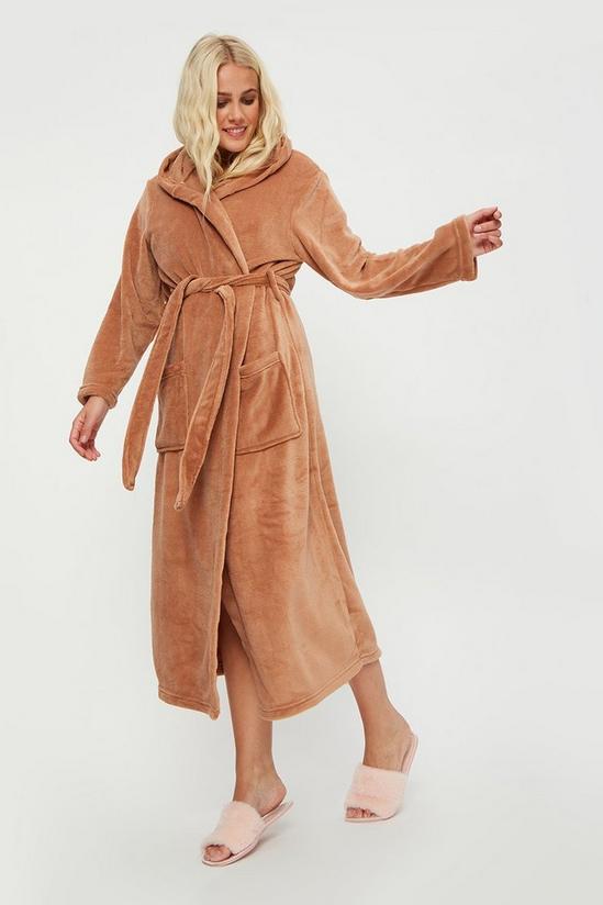Dorothy Perkins Camel Hooded Maxi Robe 1