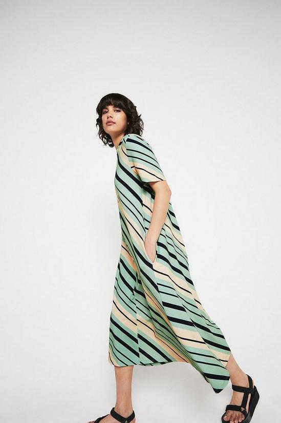 Warehouse Printed Stripe Trapeze Midi Dress 4