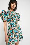 Warehouse Mini Dress With Cutout Back In Retro Floral thumbnail 1