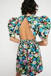 Warehouse Mini Dress With Cutout Back In Retro Floral thumbnail 3