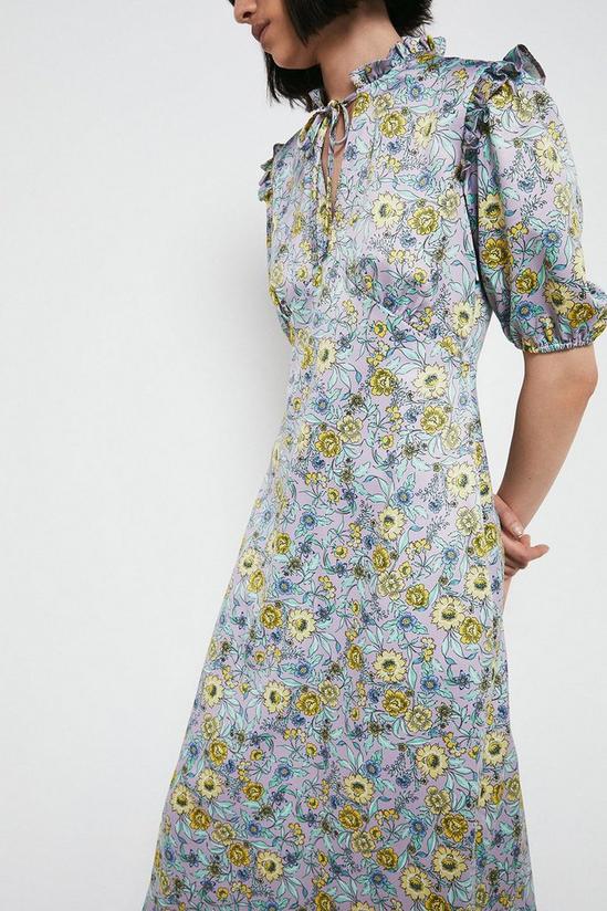Warehouse Midi Dress In Floral With Frill Hem 1